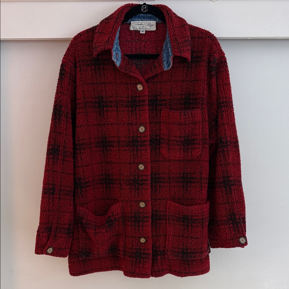 Tasha Polizzi Red and Black Plaid Teddy Jacket